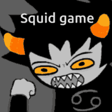 a cartoon drawing of a troll with the words squid game written on it