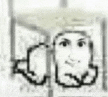 a black and white drawing of a person 's face with a fist in the air .