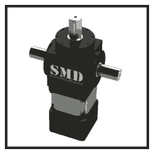 a black smd gearbox with a white background