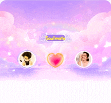 a purple background with a heart and the words soulmate on it