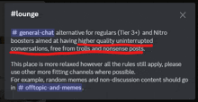 a screenshot of a general chat alternative for regulars tier 3+ and nitro boosters