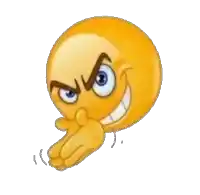 a cartoon smiley face with an angry expression and a hand covering its mouth .