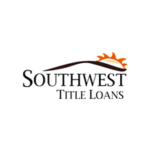 a logo for southwest title loans with a sun on the horizon