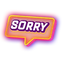 a pink and yellow speech bubble with the word sorry on it .