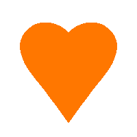 an orange heart on a white background with a shadow