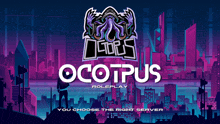 a poster for octopus roleplay shows a cityscape