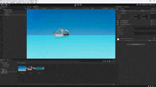 a computer screen shows a boat in the ocean