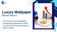 a luxury wallpaper market report with a pie chart and a graph