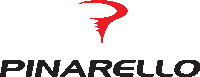 a logo for pinarello with a red p and black letters