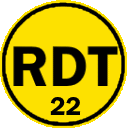 a yellow circle with the words rdt 22 inside of it .