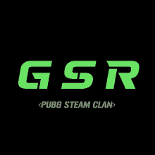 a logo for gsr pubg steam clan is glowing in the dark