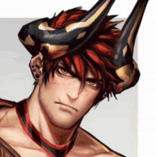 a man with horns on his head and red hair