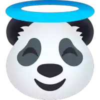 a panda with a blue halo on its head