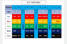 a blue and red timetable with the words 10 c timetable on top