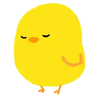 a cartoon chicken with its eyes closed and a smile on its face