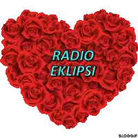 a heart made of red roses with the words radio eklipsi