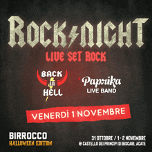 a poster for a live set rock event called rock / night