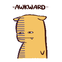 a cartoon drawing of a dog with the word awkward underneath it