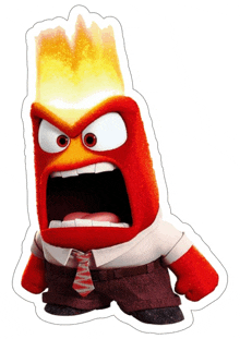 a cartoon character with a flaming head and a tie