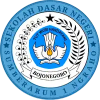 a blue and white logo for sekolah dasar negeri