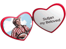 a picture of a man playing a banjo with the words sufian my beloved on it