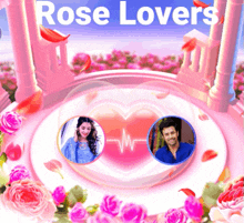 a poster that says rose lovers with a heart and two people