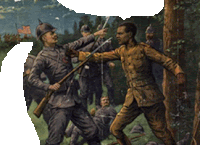 a painting of two soldiers fighting each other