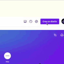 a purple button that says crea un diseno next to a white button