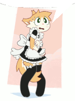 a cartoon of a cat wearing a maid costume