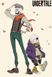 two skeletons are standing next to each other with undertale written on the bottom