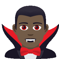 a vampire with red eyes and fangs wearing a bow tie