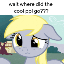 a picture of a pony with the words wait where did the cool ppl go