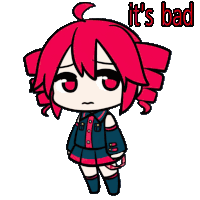 a cartoon girl with red hair and the words it 's bad behind her