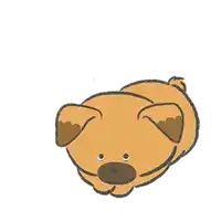 a cartoon drawing of a brown dog laying down