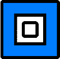 a blue square with a white square in the middle