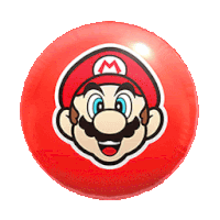 a red circle with a mario face on it