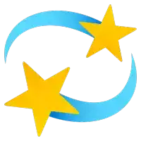 two yellow stars are surrounded by a blue curve