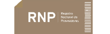 a brown and white rnp logo with a yellow corner