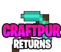 a logo for craftpur returns with a diamond pickaxe on it