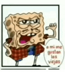 a cartoon of spongebob wearing a plaid shirt and shorts