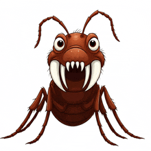 a cartoon illustration of an ant with sharp teeth and big eyes