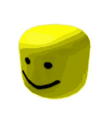 a yellow cube with a smile on its face