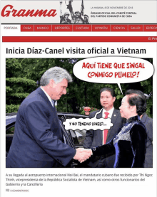 a cartoon of a man shaking hands with a woman is on the front page of a newspaper