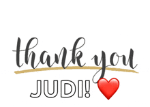 a thank you card with the name judi on it