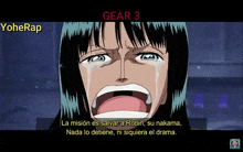 a cartoon of a woman crying with gear 3 written on the bottom