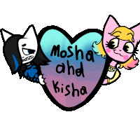 a drawing of a heart with mosha and kisha written on it