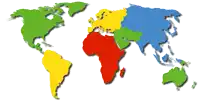 a map of the world divided into different colors with africa highlighted in red