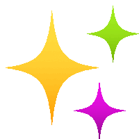 three colorful stars on a white background one yellow and two green