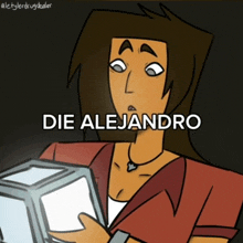 a cartoon character with the name die alejandro written on it