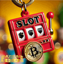 a red slot machine with a gold coin in the slot